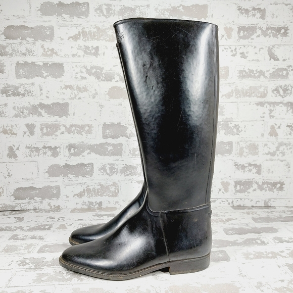 Kent Mustang Black Waterproof Slip On Rubber Tall Boots V430 - Picture 1 of 15
